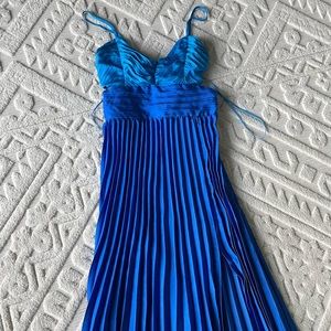 Express Blue Ombre Pleated Maxi Dress